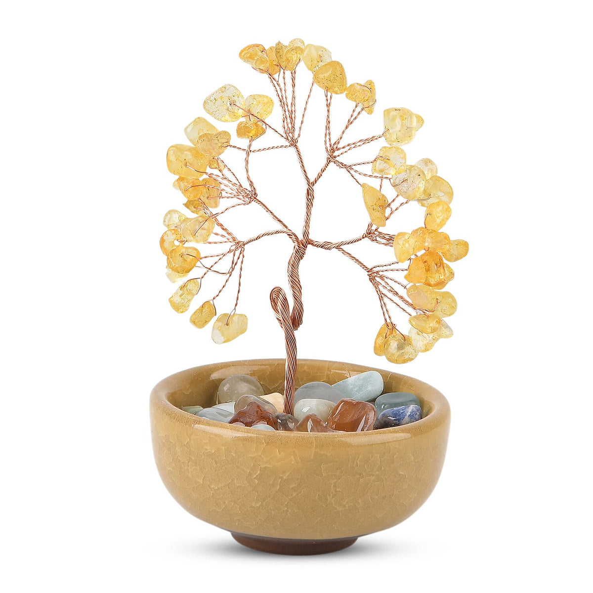 Feng Shui Citrine Crystal Money Tree Ornament with Ceramic Pot(11cm) - Yellow V32513464 4