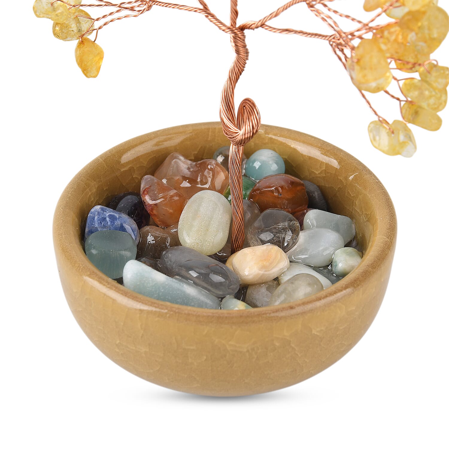 Feng Shui Citrine Crystal Money Tree Ornament with Ceramic Pot(11cm) - Yellow V32513464 6