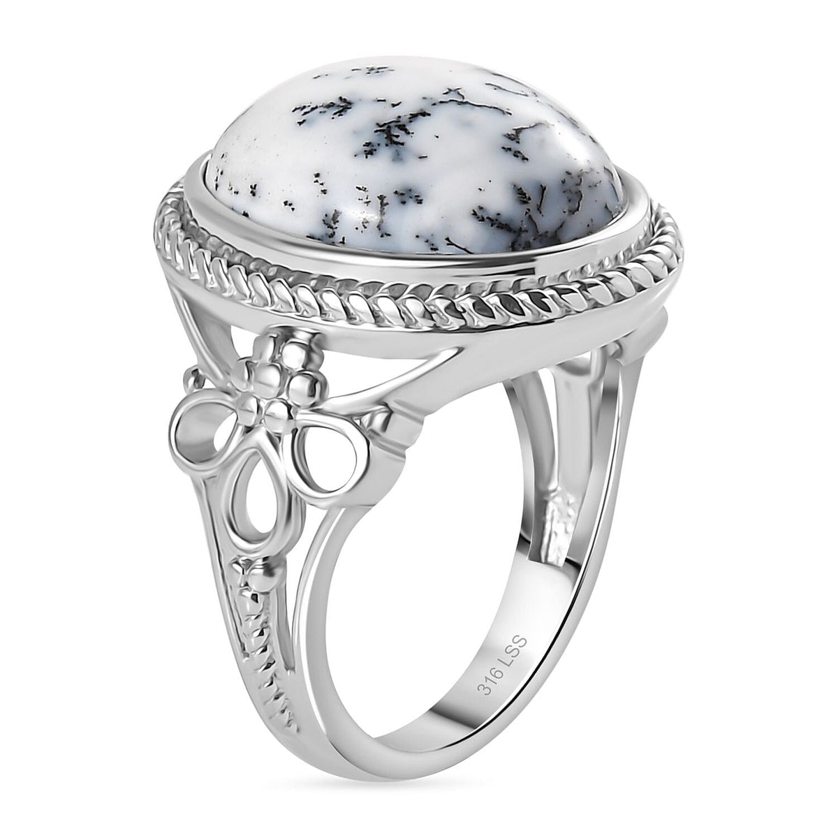 Dendritic Agate Solitaire Ring in Silver Tone 8.61 Ct. 7890140 3
