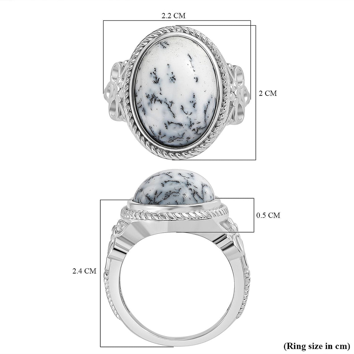 Dendritic Agate Solitaire Ring in Silver Tone 8.61 Ct. 7890140 5