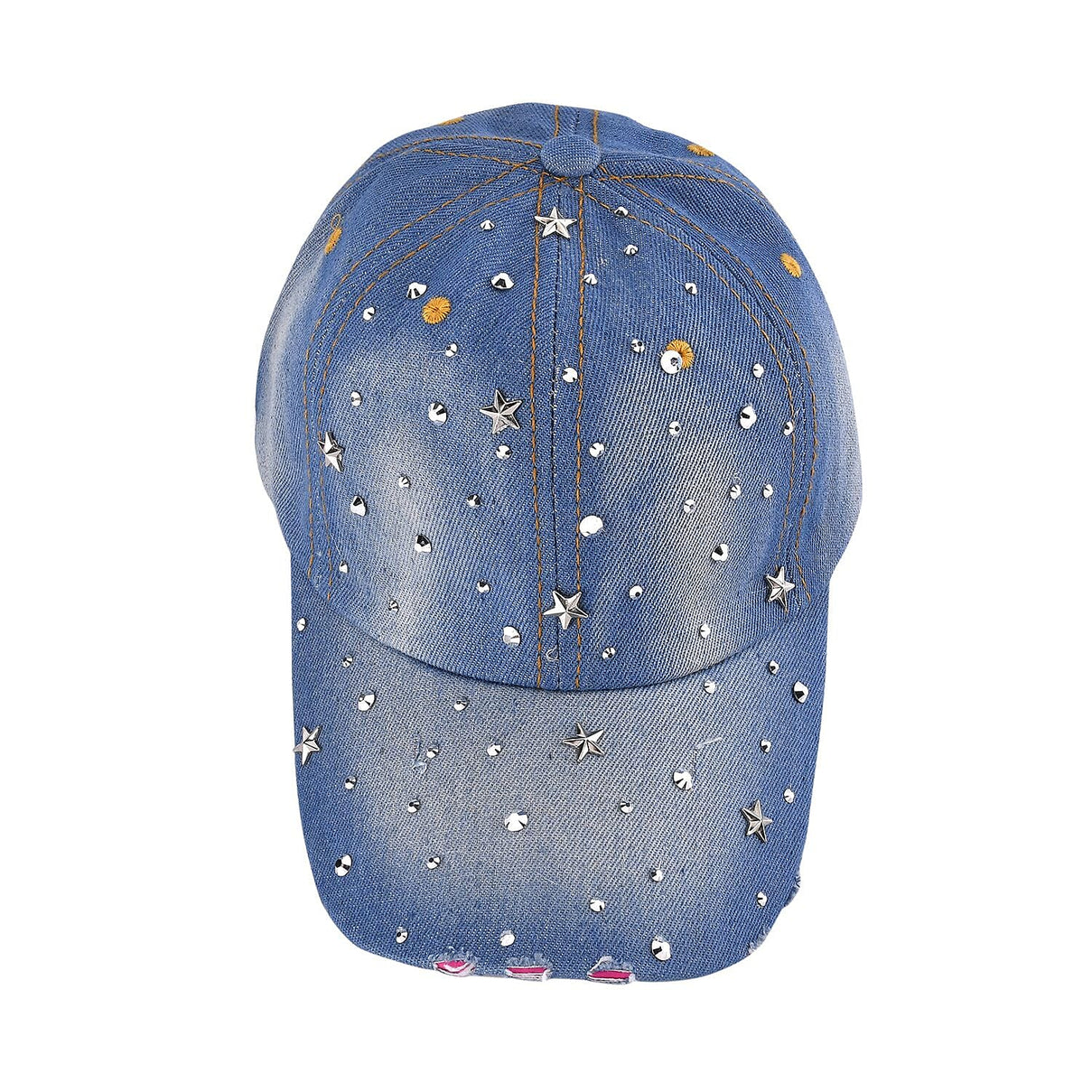 Denim Crystal Embroidered and Studded Cap One Size - Dots 7554480 0