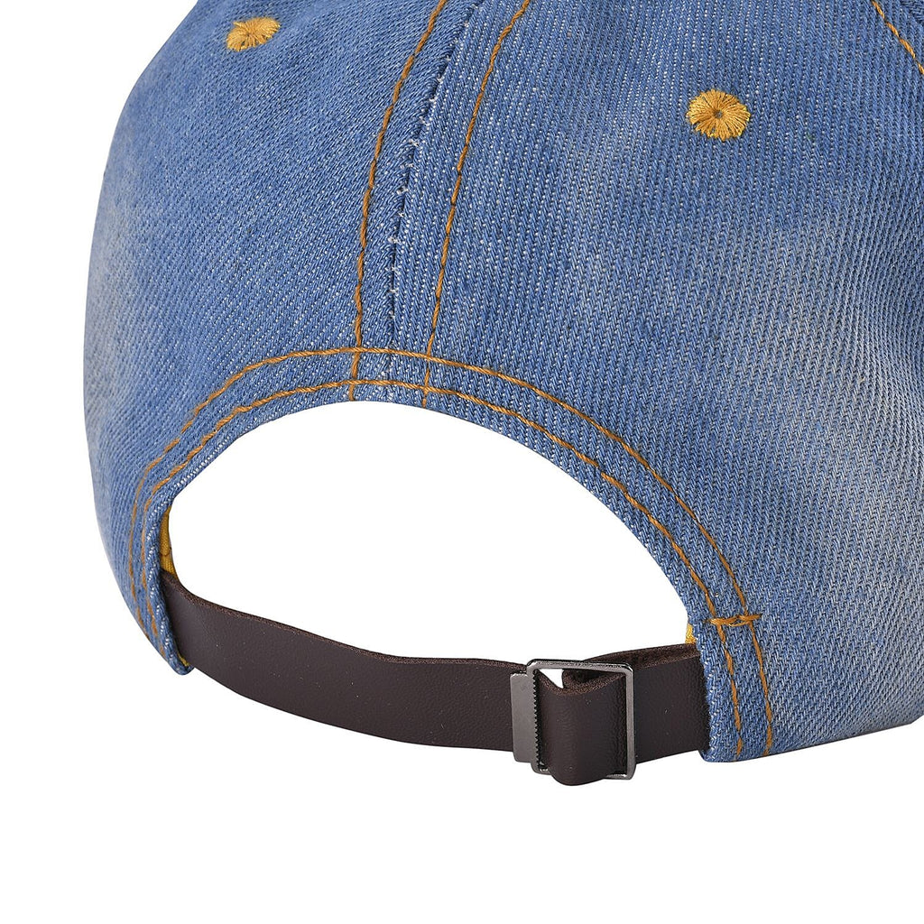 Denim Crystal Embroidered and Studded Cap One Size - Dots