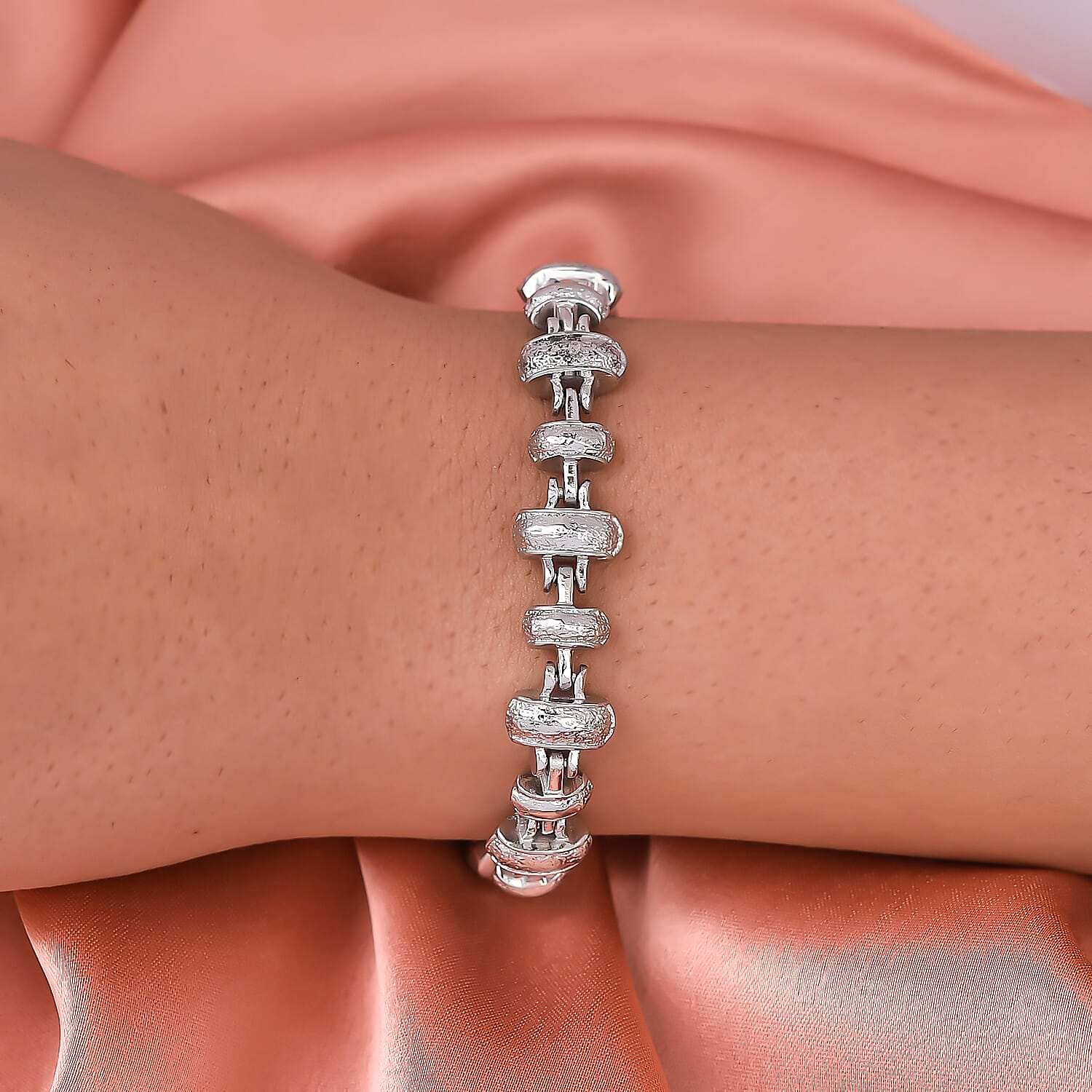 Designer Beaded Bracelet in Silver tone, size 7.5 inches 7147174 3