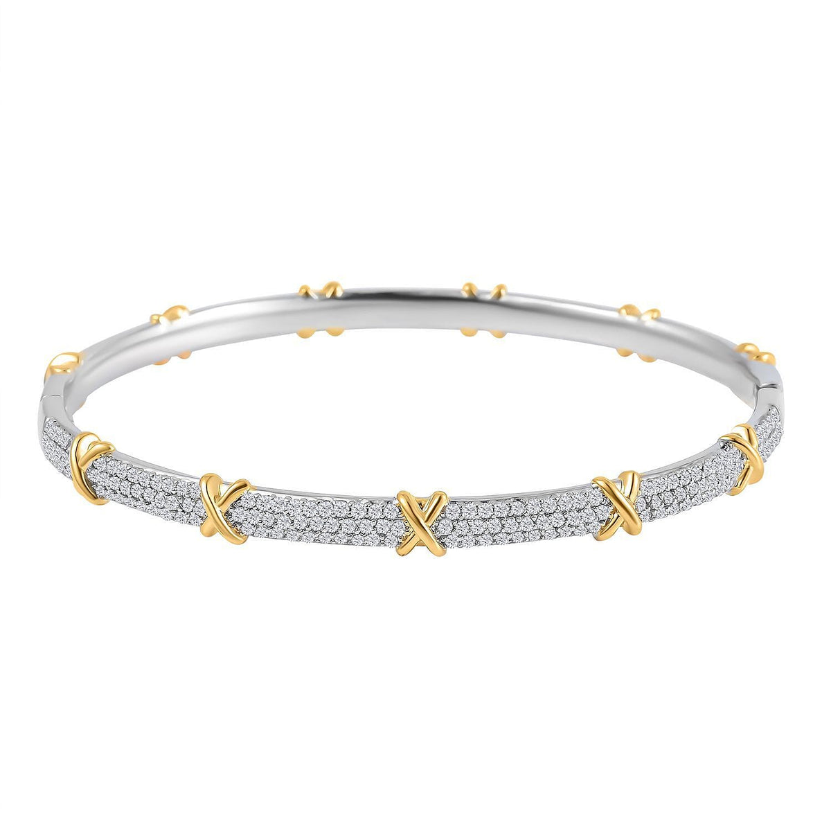 Designer Close Out - Cubic Zirconia Criss Cross Bangle (Size - 7.5) 7672584 0
