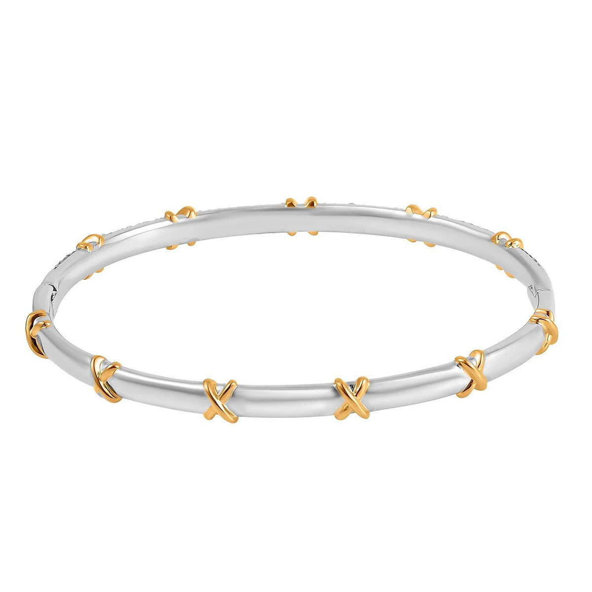 Designer Close Out - Cubic Zirconia Criss Cross Bangle (Size - 7.5) 7672584 5
