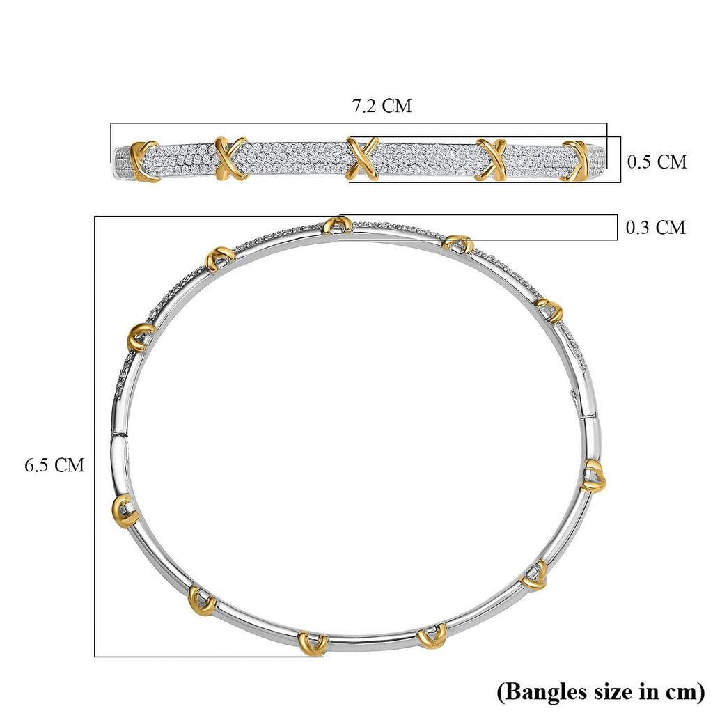 Designer Close Out - Cubic Zirconia Criss Cross Bangle (Size - 7.5)