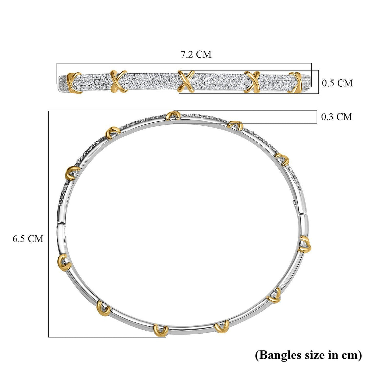 Designer Close Out - Cubic Zirconia Criss Cross Bangle (Size - 7.5) 7672584 6