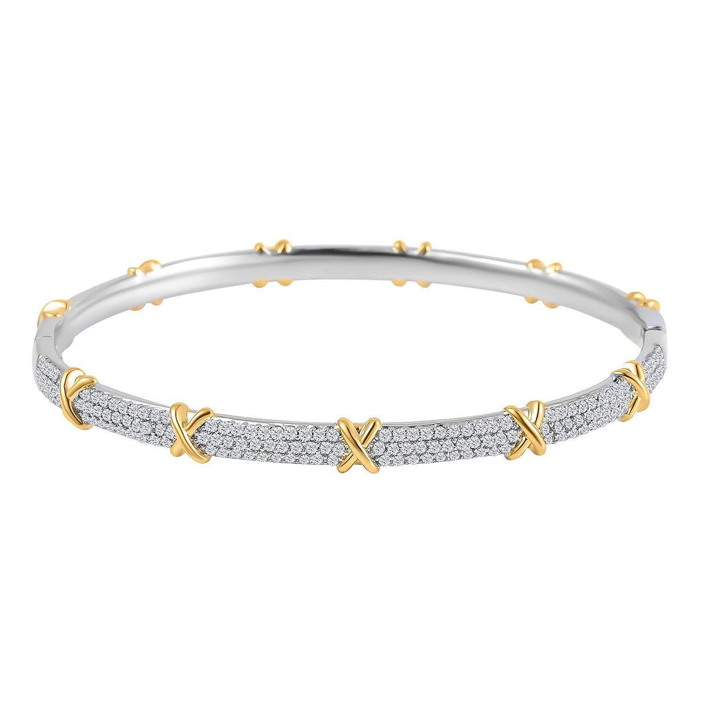 Designer Inspired Close Out - Cubic Zirconia Criss Cross Bangle (Size - 7.5 )