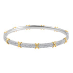 Designer Inspired Close Out - Cubic Zirconia Criss Cross Bangle (Size - 7.5 )