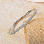 Designer Inspired Close Out - Cubic Zirconia Criss Cross Bangle (Size - 7.5 )