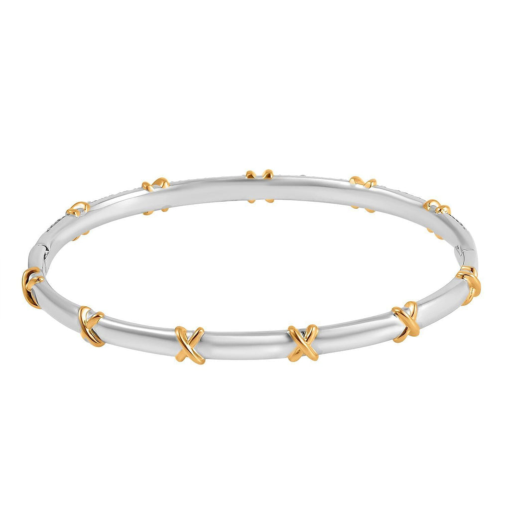 Designer Inspired Close Out - Cubic Zirconia Criss Cross Bangle (Size - 7.5 )