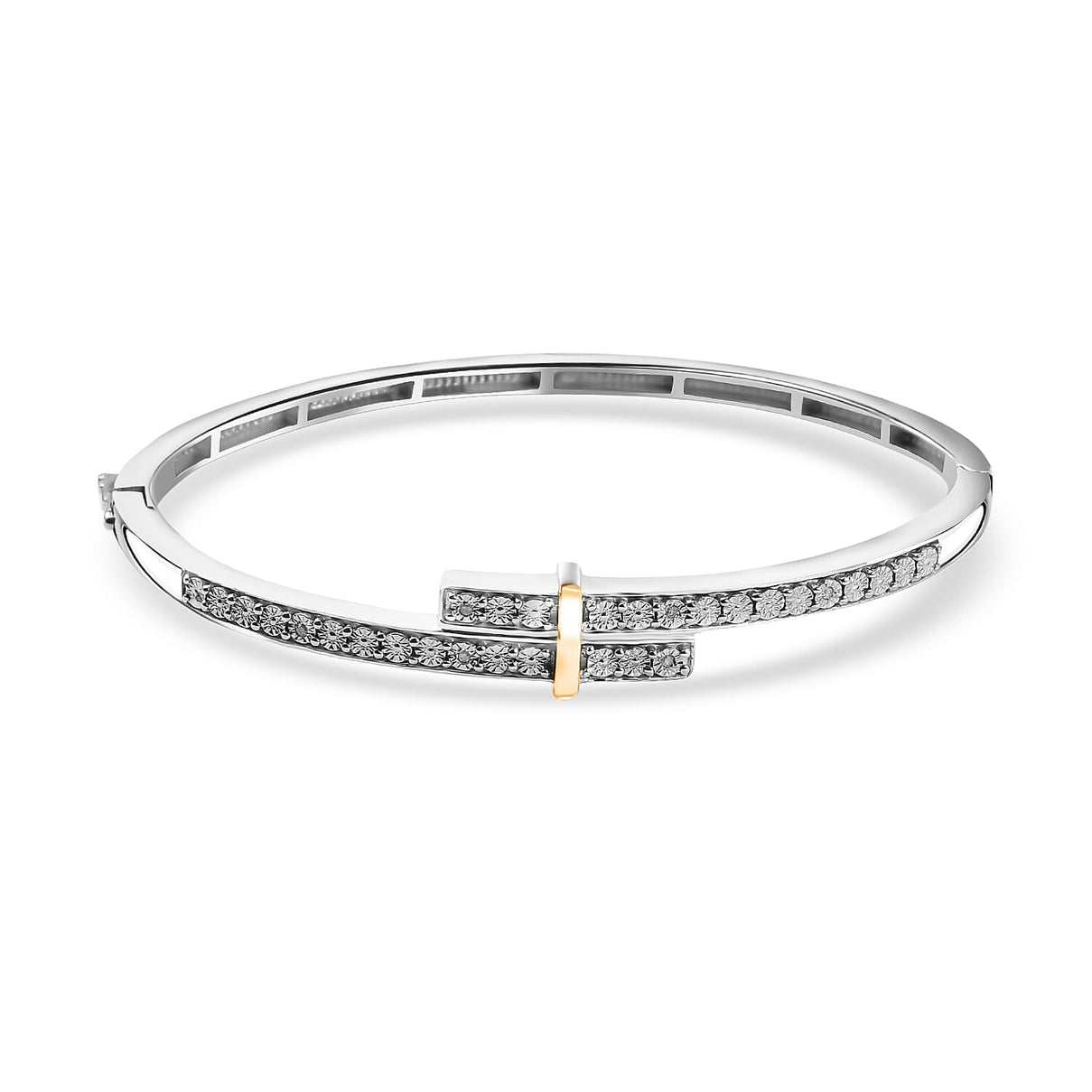 Designer Close Out - EverTrue Natural White Diamond Bangle (Size - 7.5) in Two Tone 7862412 0