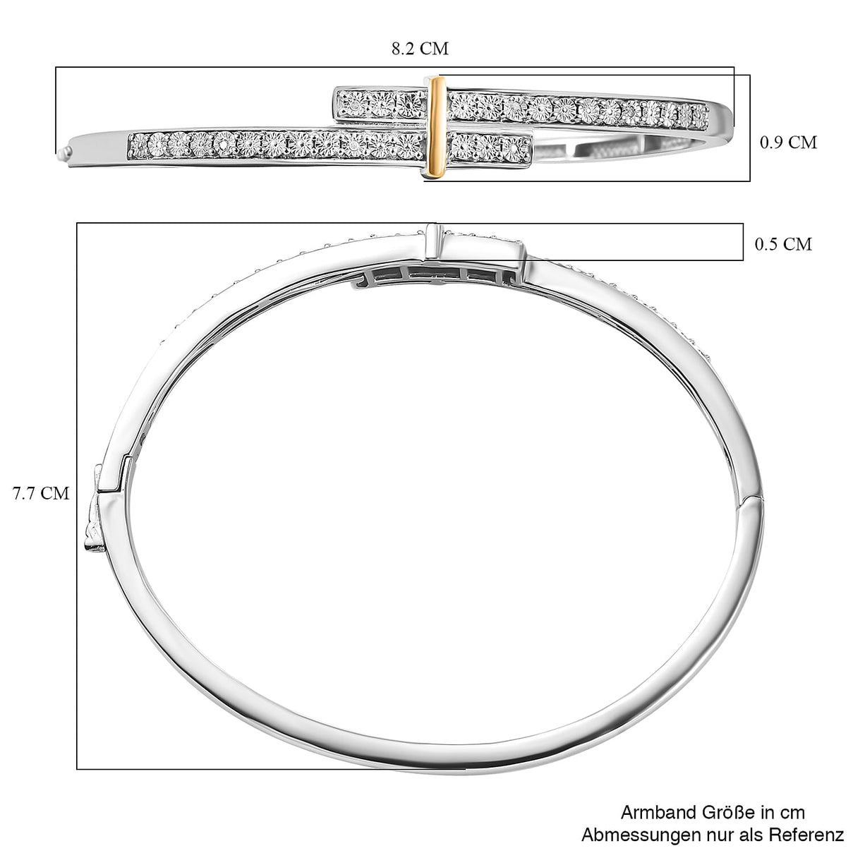 Designer Close Out - EverTrue Natural White Diamond Bangle (Size - 7.5) in Two Tone 7862412 6