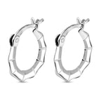 One Time Closeout- Sterling Silver Bamboo Creole Hoop Earrings