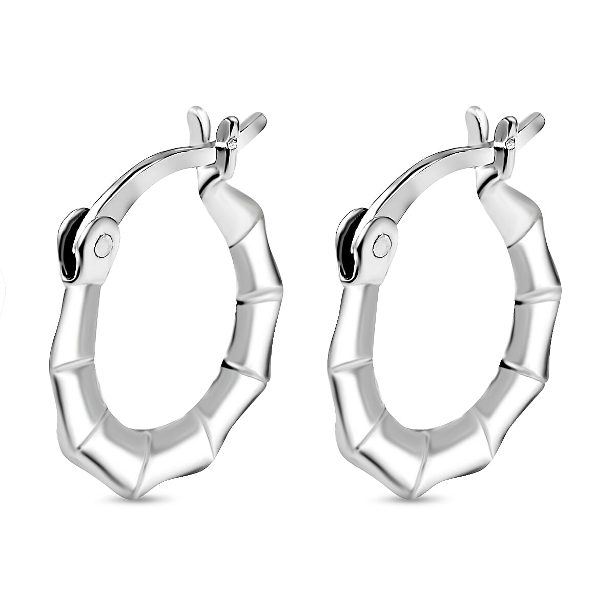 One Time Closeout- Sterling Silver Bamboo Creole Hoop Earrings 7778048 0