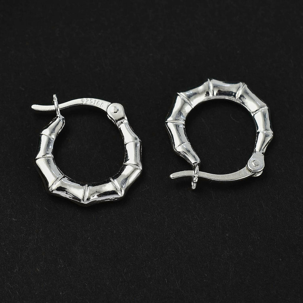 One Time Closeout- Sterling Silver Bamboo Creole Hoop Earrings