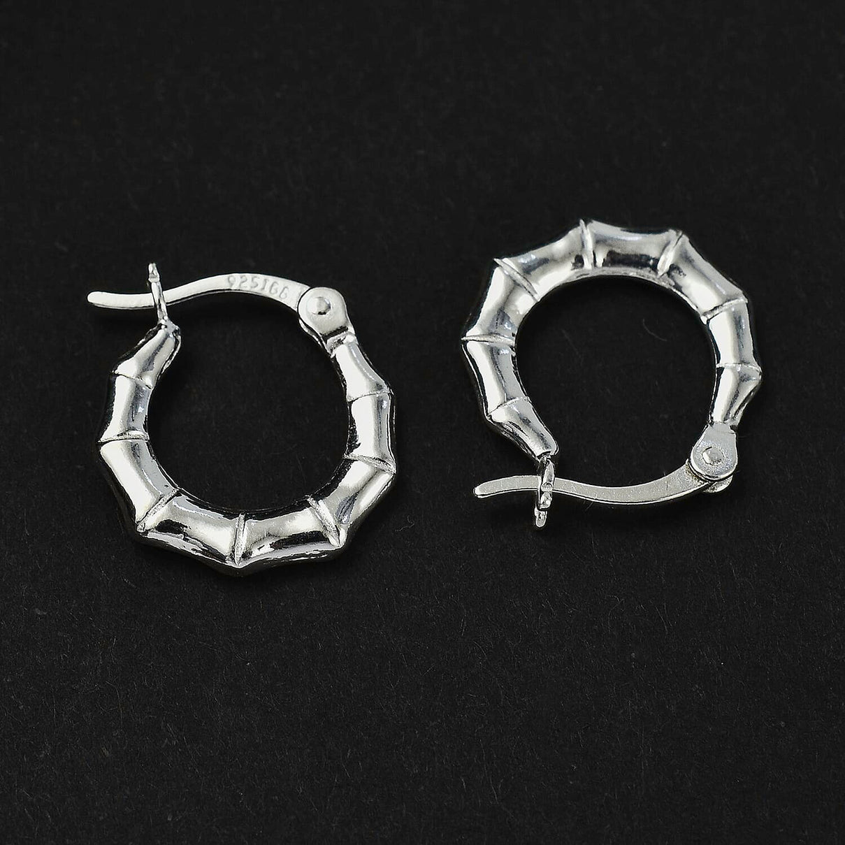 One Time Closeout- Sterling Silver Bamboo Creole Hoop Earrings 7778048 1