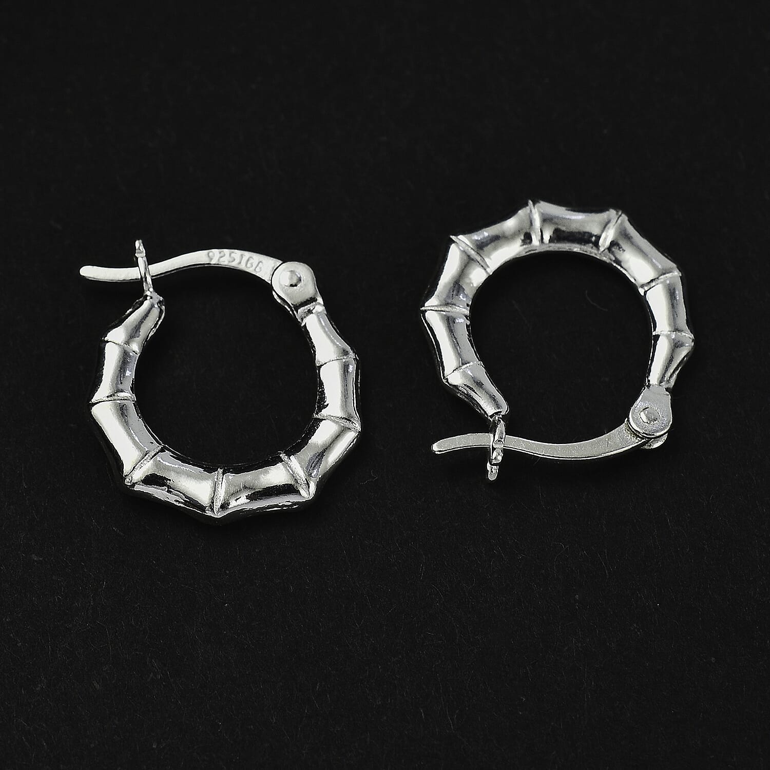 One Time Closeout- Sterling Silver Bamboo Creole Hoop Earrings 7778048 1