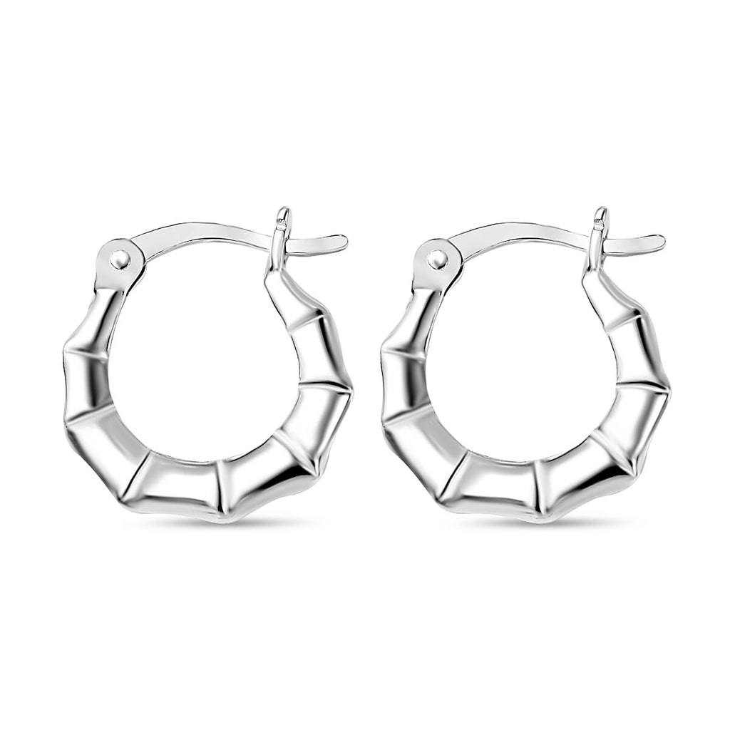One Time Closeout- Sterling Silver Bamboo Creole Hoop Earrings