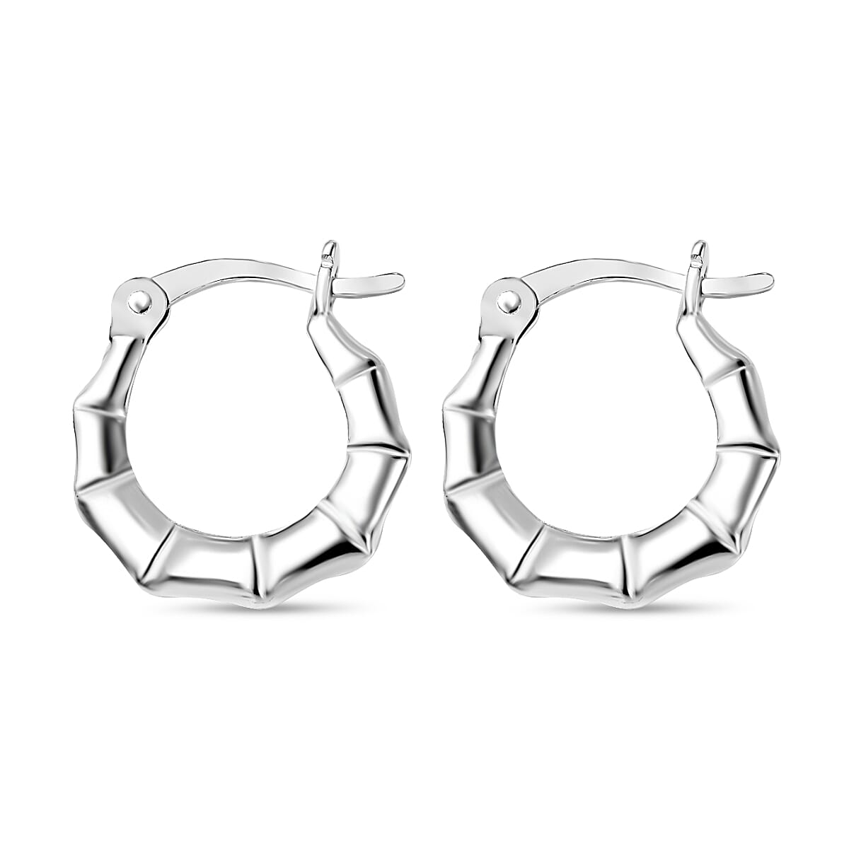 One Time Closeout- Sterling Silver Bamboo Creole Hoop Earrings 7778048 3