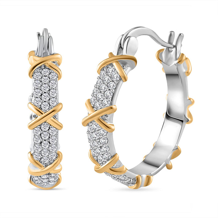 Designer Close Out- White Cubic Zirconia Hoop Earrings 7816318 1