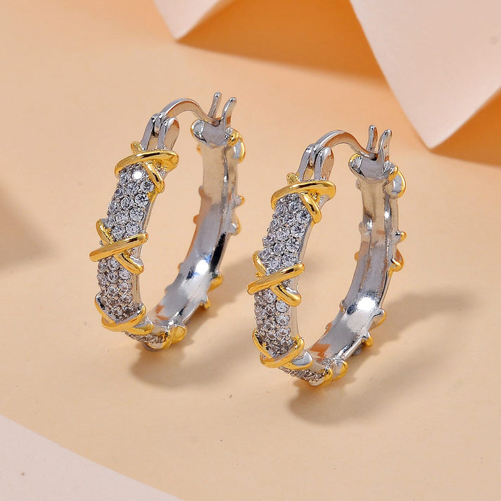 Designer Close Out- White Cubic Zirconia Hoop Earrings 7816318 2