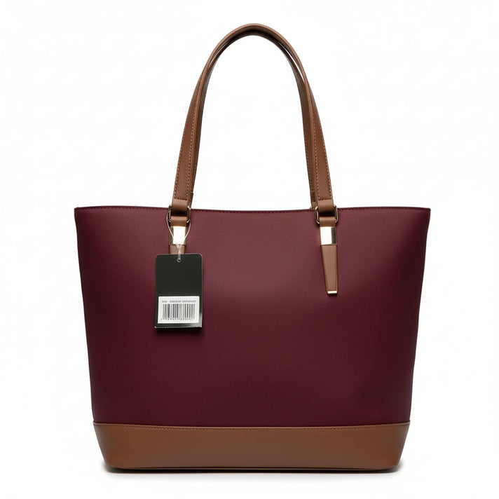 Designer Closeout 2 Toned Tote Bag - Burgundy 8069414 1