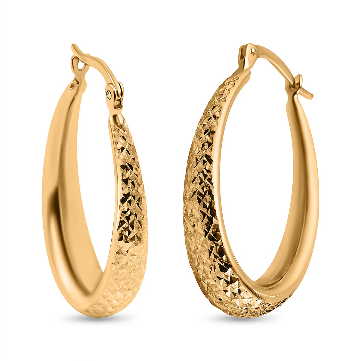 Istanbul Treasures - 9K Yellow Gold Diamond Cut Hoop Earrings 2.58 Grams 7383461 0