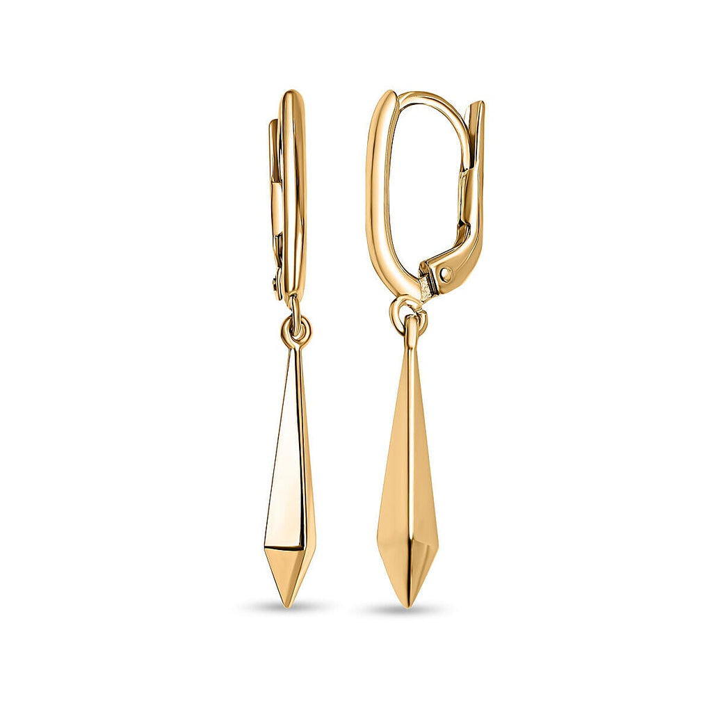 Designer Closeout - 9K Yellow Gold Plain Drop Lever Back Earrings