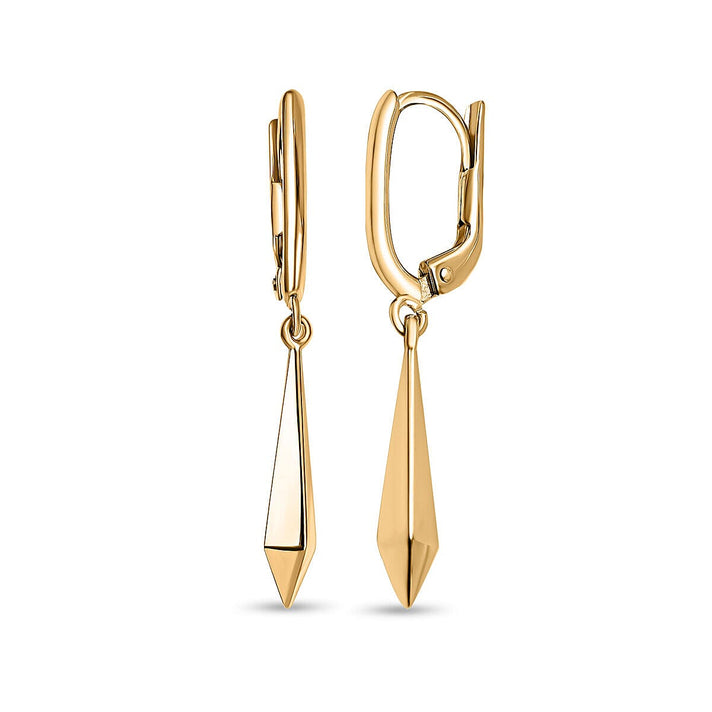 Designer Closeout - 9K Yellow Gold Plain Drop Lever Back Earrings 7383960 1