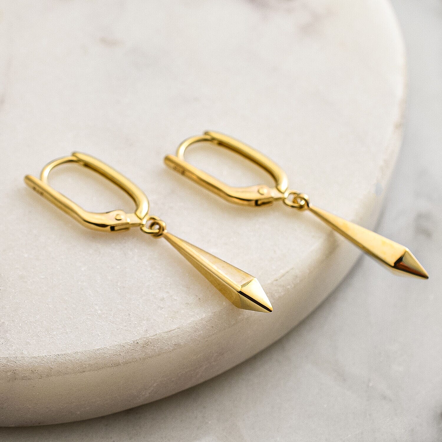 Designer Closeout - 9K Yellow Gold Plain Drop Lever Back Earrings 7383960 1
