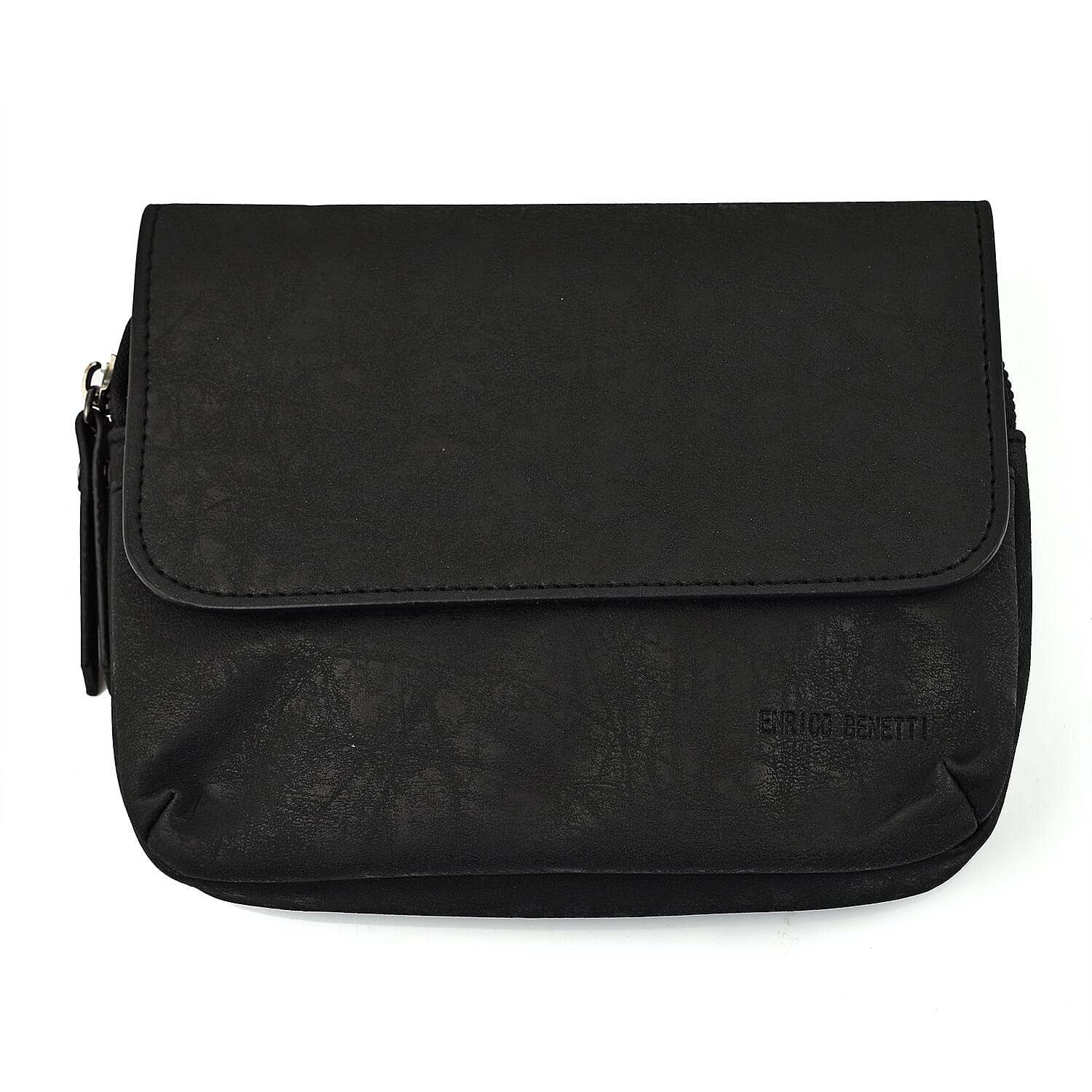 Designer Closeout - Enrico Benetti Leatherette Flap Crossbody Bag with Shoulder Strap - Black 7768234 4