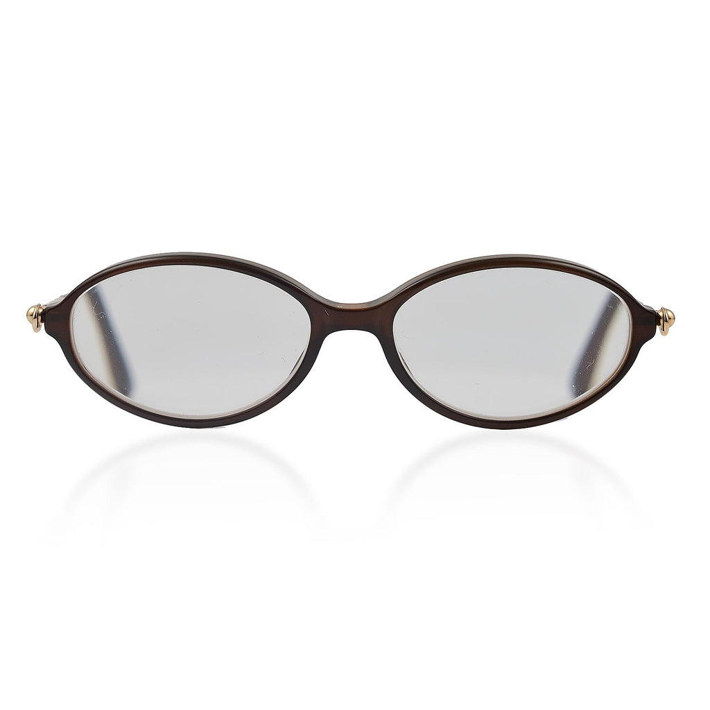 Designer Closeout - VALENTINO Oval Unisex Readers (Power 3.5 D) - Dark Brown