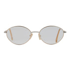 Designer Closeout - VALENTINO Rectangular Metal Oval Unisex Readers (Power 3.5 D) - Antique Gold