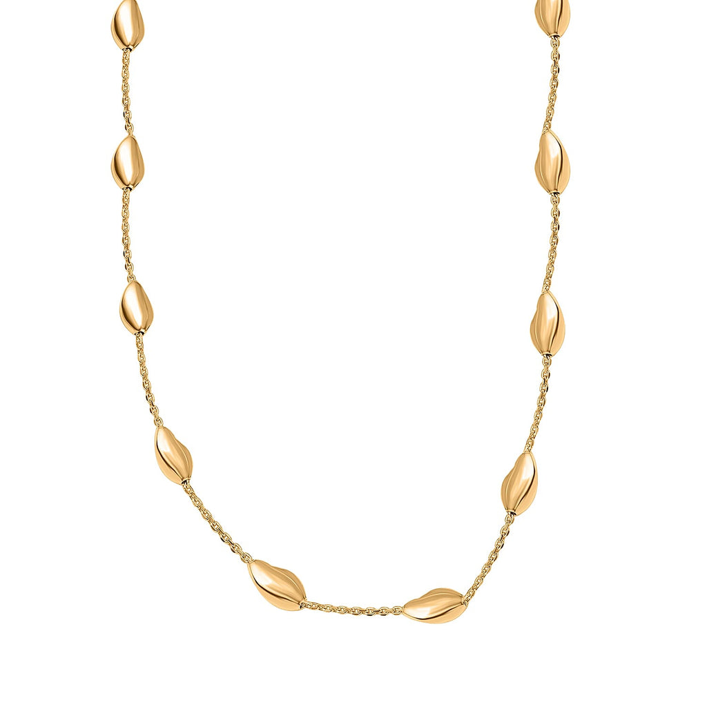 Designer Closeout - Yellow Gold Overlay Sterling Silver Chip Station Necklace (Size - 30),