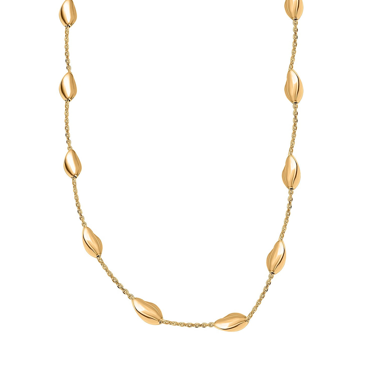 Designer Closeout - Yellow Gold Overlay Sterling Silver Chip Station Necklace (Size - 30), 7566815 0