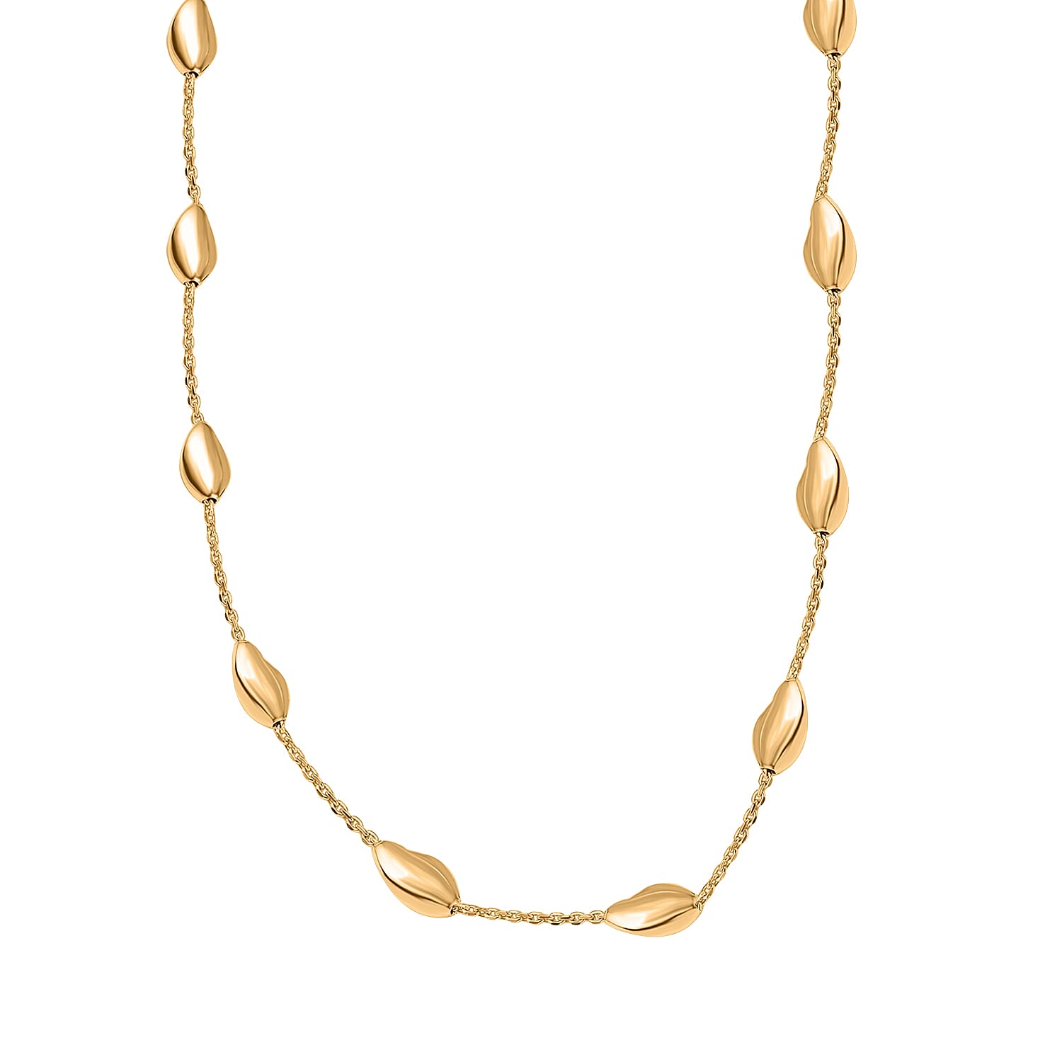 Designer Closeout - Yellow Gold Overlay Sterling Silver Chip Station Necklace (Size - 30), 7566815 0
