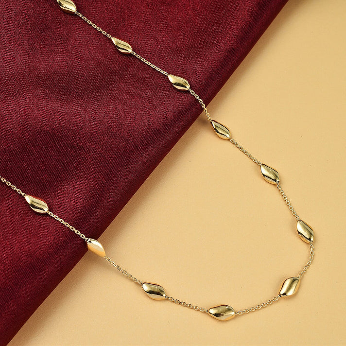 Designer Closeout - Yellow Gold Overlay Sterling Silver Chip Station Necklace (Size - 30), 7566815 2