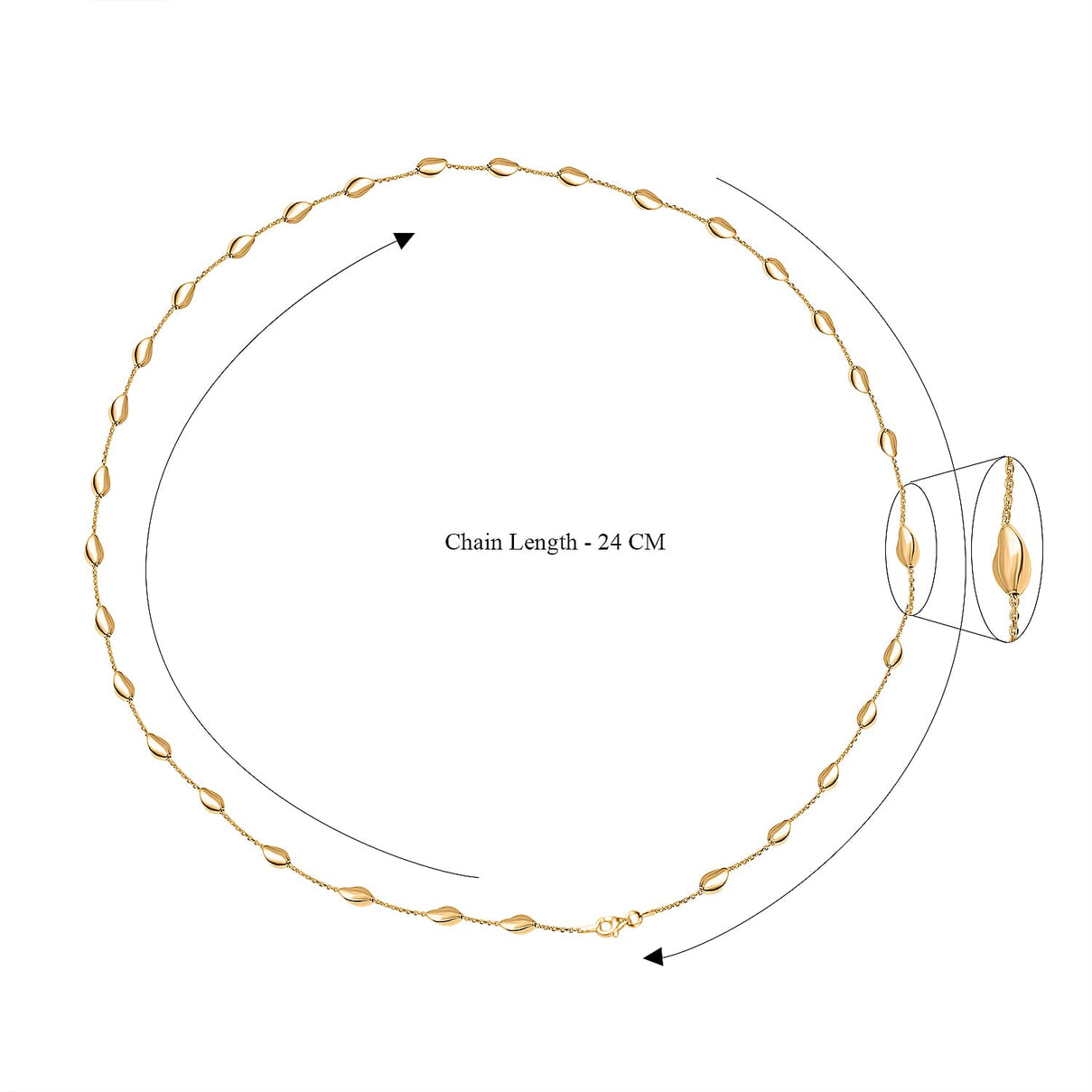 Designer Closeout - Yellow Gold Overlay Sterling Silver Chip Station Necklace (Size - 30), 7566815 4