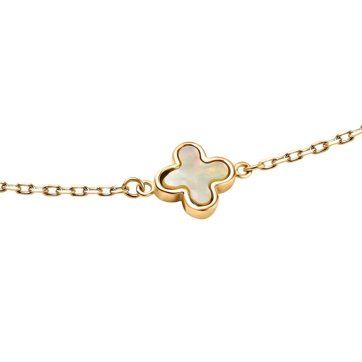 Designer Closeout from Hatton Garden- 9K Yellow Gold Mother of Pearl Petal Bracelet (Size - 7-7.5) 7637039 2