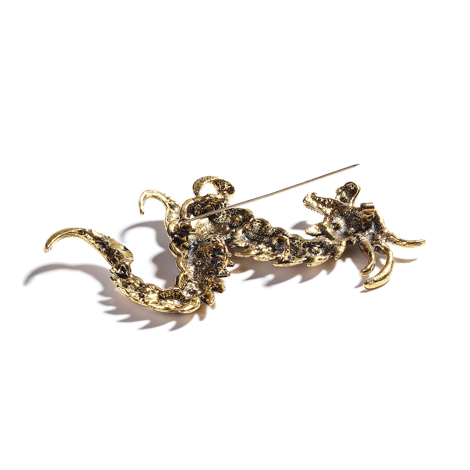 Designer Dragon Brooch with Radiant Green and White Austrian Crystals 3518183 1
