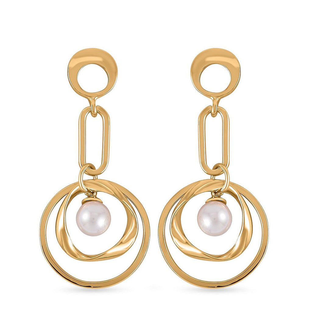 Designer Insipred White Shell Pearl Paperclip Earrings