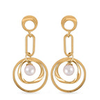 Designer Insipred White Shell Pearl Paperclip Earrings