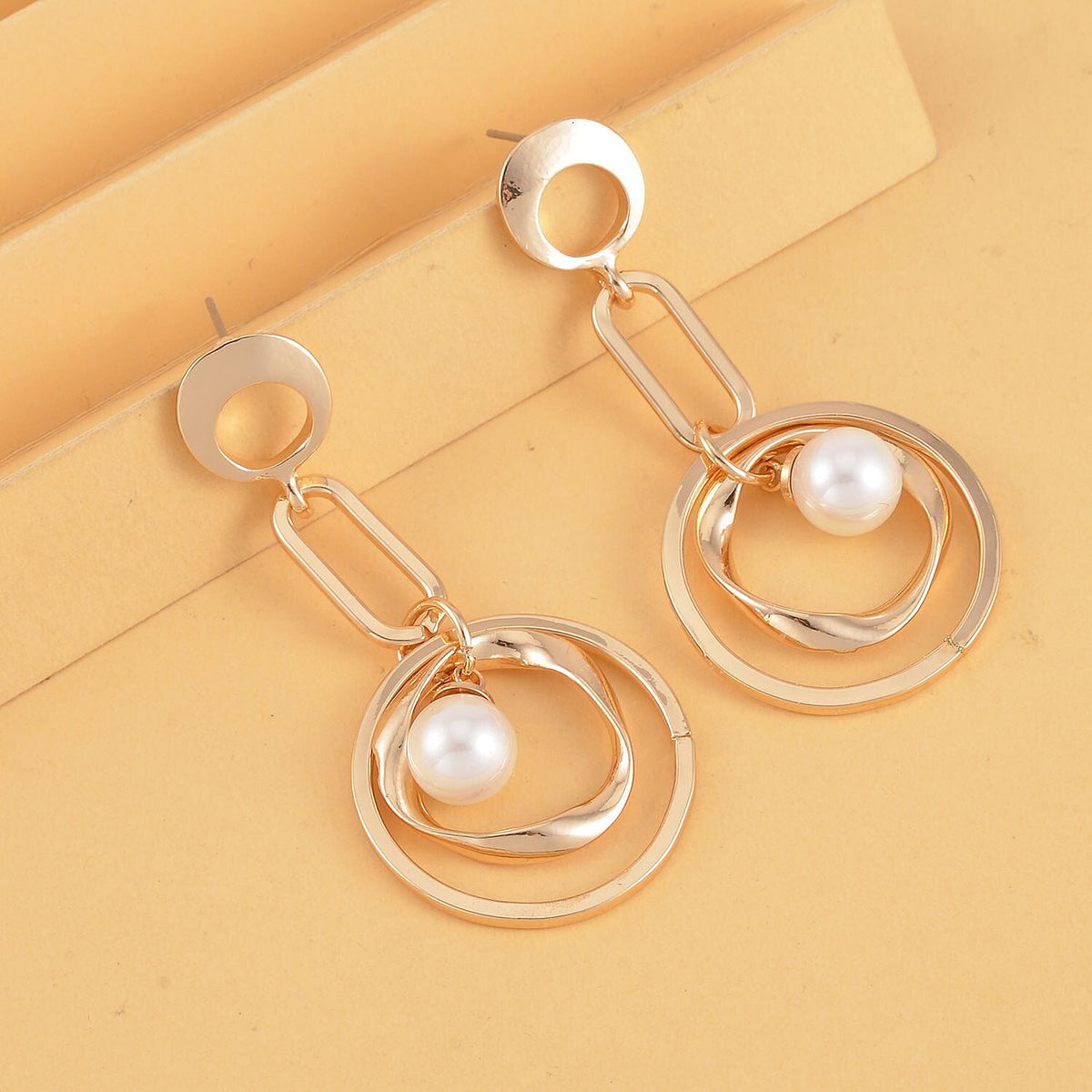 Designer Insipred White Shell Pearl Paperclip Earrings 7606336 3