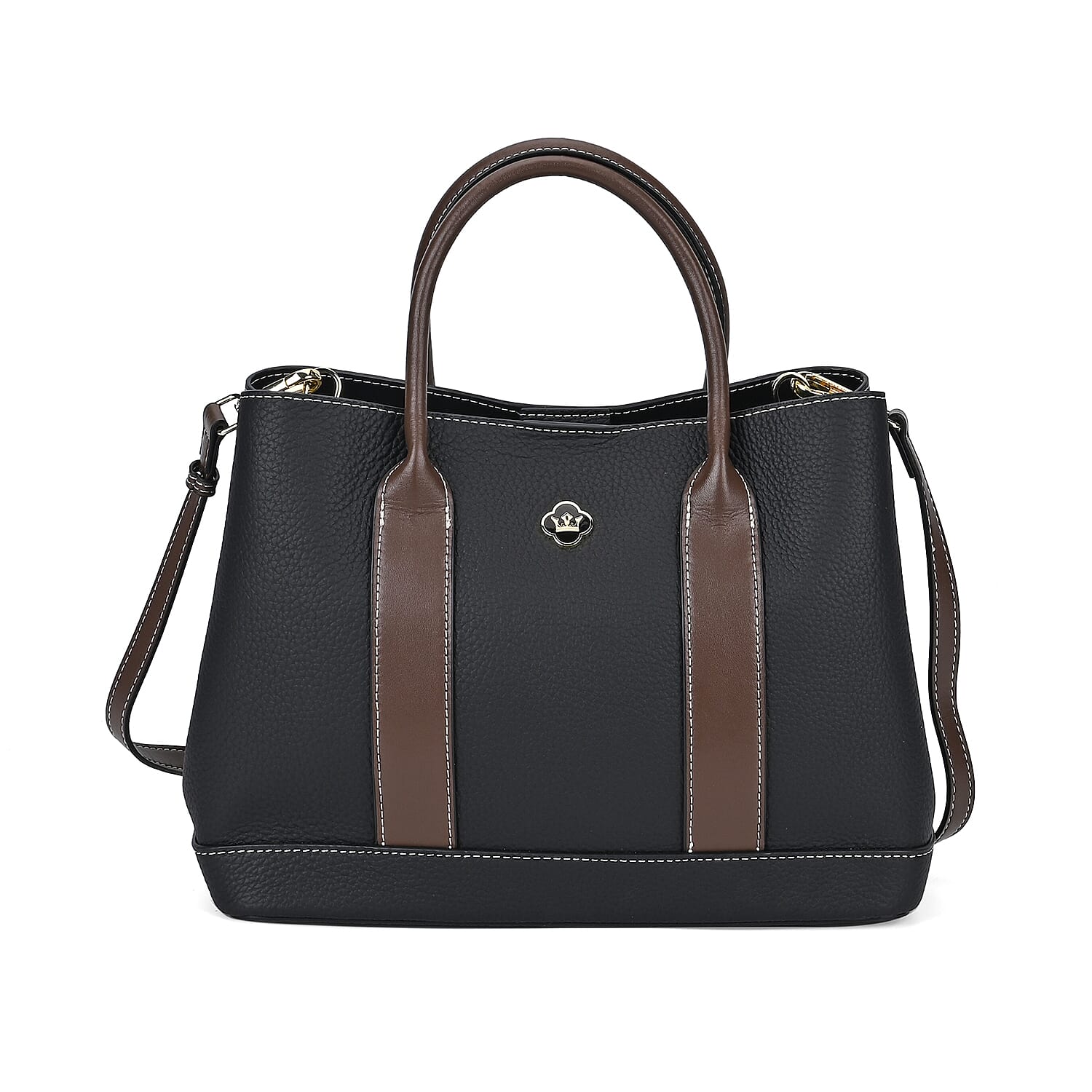 Designer Inspiration - 100% Genuine Leather Crossbody Bag with Long Shoulder Strap - Black 7850894 0