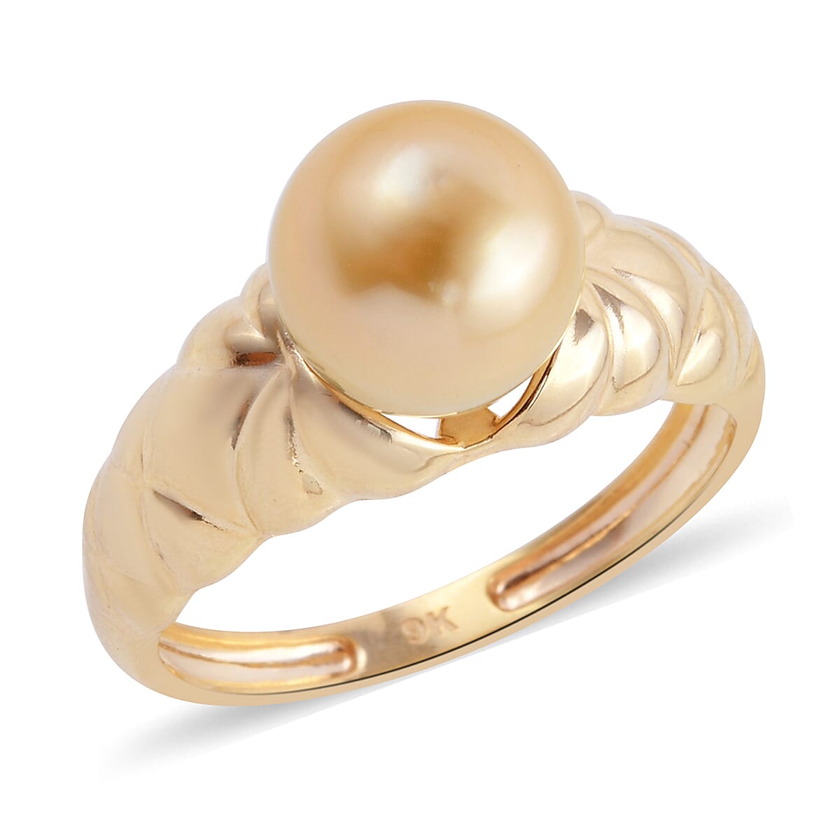 Designer Inspired - 10-11mm Golden South Sea Pearl Ring in 9K Yellow Gold Wt.2.54 Gms 7309650 0