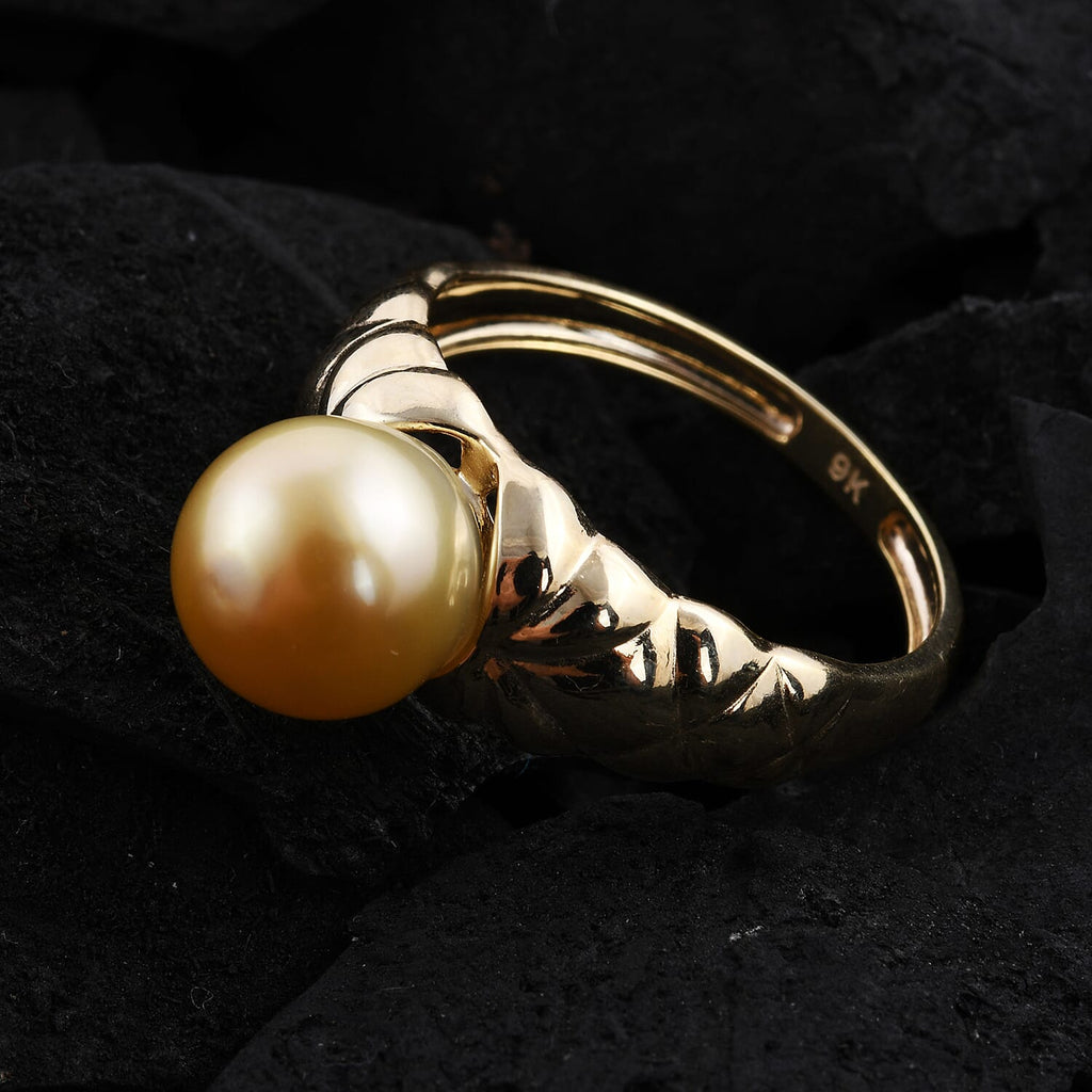 Designer Inspired - 9K Yellow Gold Golden South Sea Pearl Ring