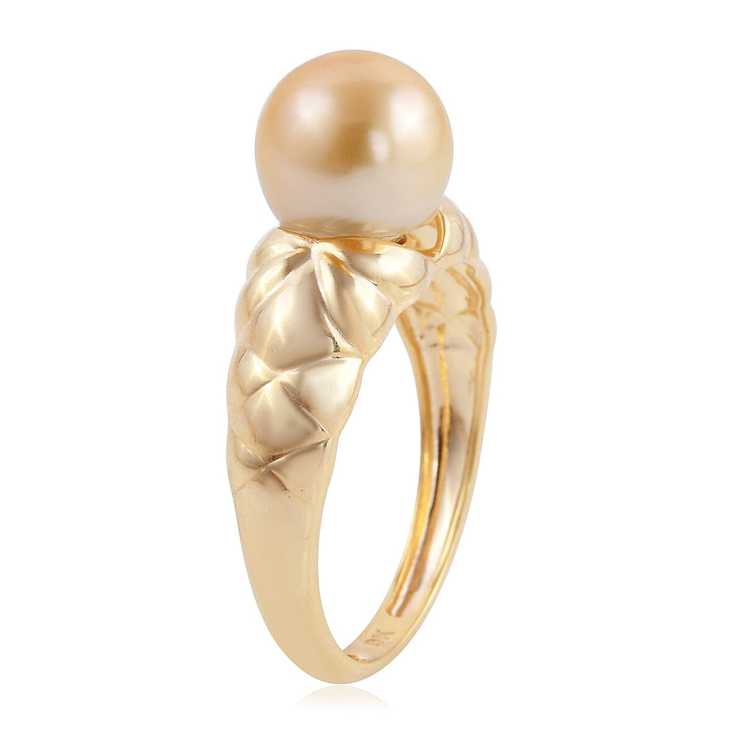 Designer Inspired - 9K Yellow Gold Golden South Sea Pearl Ring