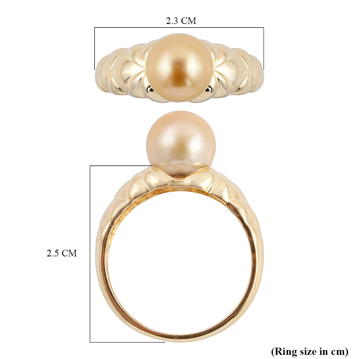 Designer Inspired - 10-11mm Golden South Sea Pearl Ring in 9K Yellow Gold Wt.2.54 Gms 7309650 5