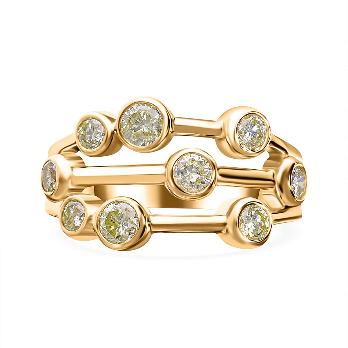 Designer Inspired -14K Yellow Gold SGL Certified Natural Yellow Diamond (I1-I2) Bubble Ring 1.00 Ct. 7666248 0